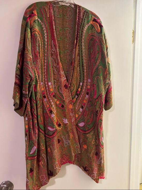 Soft Surroundings Jackets & Blazers - Soft Surroundings Olive Green Paisley Draped Jacket with Multicolor Accents